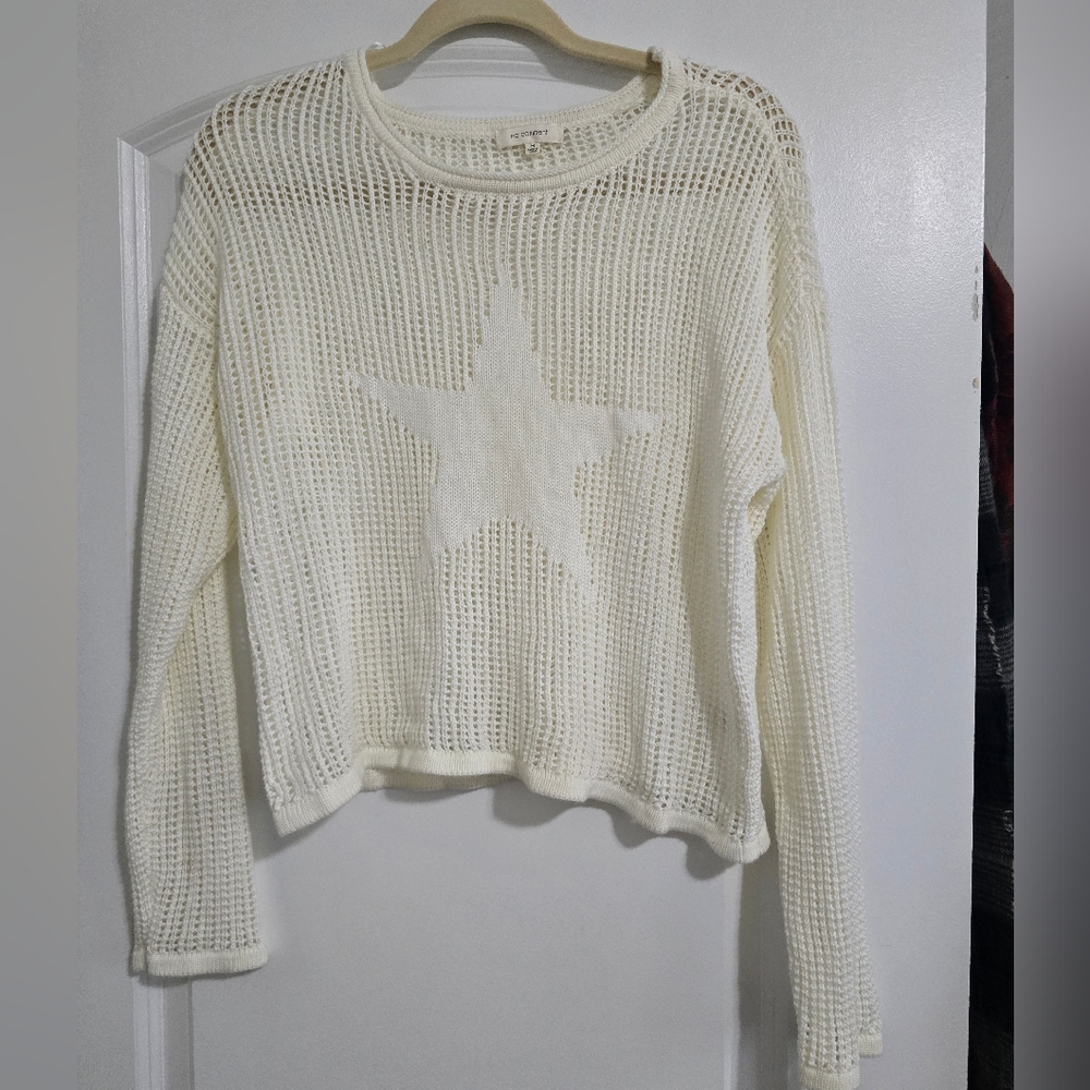 Cream Knit Sweater with Star Design